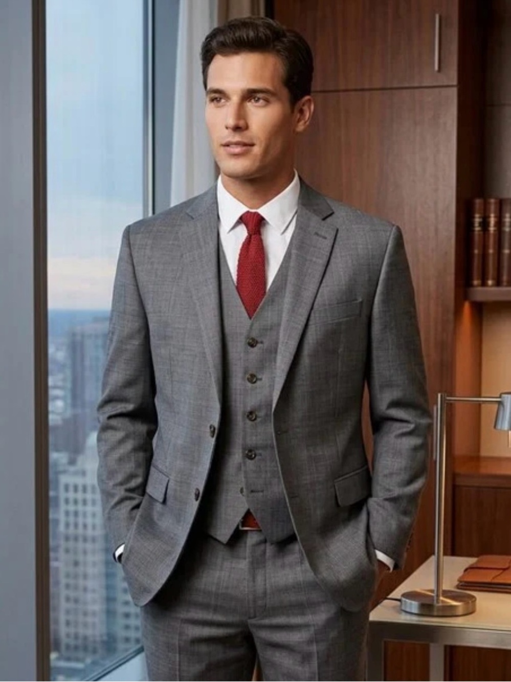 Lauren Ralph Lauren Men Wool Blend Two-Button Blazer Grey Size 48R